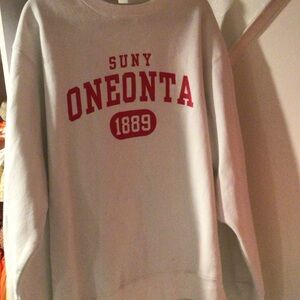 Eighty Eight White Sweater with Red Print